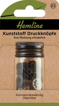 Hemline Druckknöpfe Kunststoff, 13mm, schwarz, 10 Stück in Dose