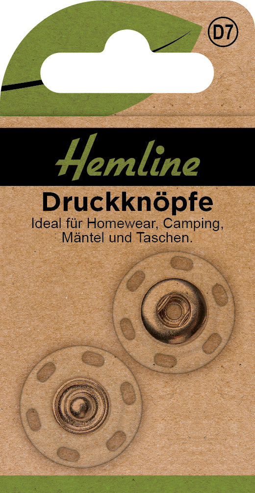 Hemline Druckknöpfe aus Kunststoff und Messing, zum Annähen, 4 Stück, 21,5mm Durchmesser