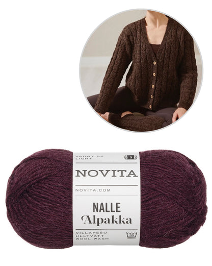 Hetki Cardigan | klassisches Zopfmuster aus Nalle Alpakka von Novita