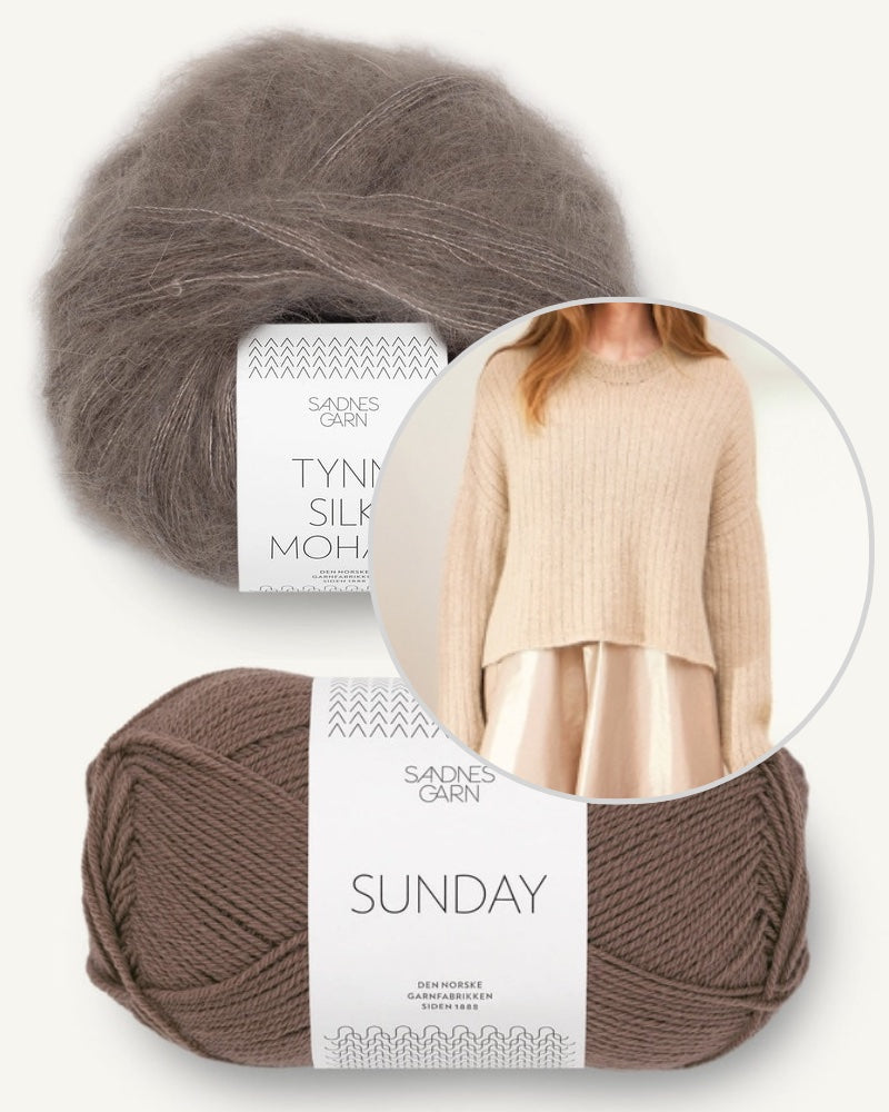Sandnes Kollektion 2403 Hilda Sweater mit Sunday und Tynn Silk Mohair eichenlaub