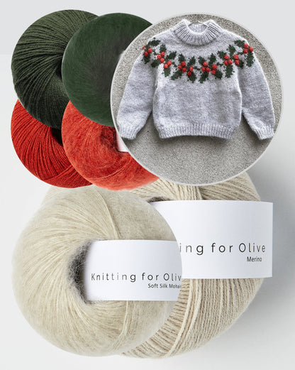 Holly Sweater Kids | bezaubernder Weihnachtspullover aus Merino und Soft Silk Mohair von Knitting for Olive