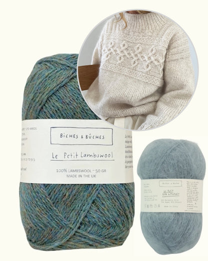 Edith Sweater | nonchalant tijdloos kabelpatroon van Le Petit Lambswool en Le Petit Silk & Mohair van Biches & Bûches