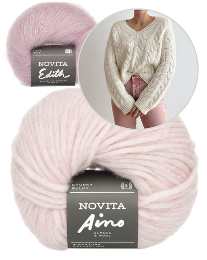James Sweater V-Neck | oversize Zopfmuster aus Aino und Edith von Novita