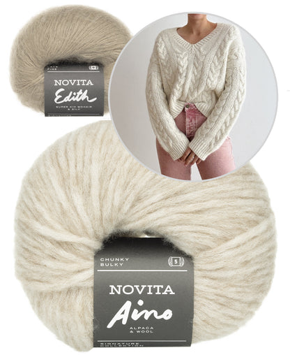 James Sweater V-Neck | oversize Zopfmuster aus Aino und Edith von Novita