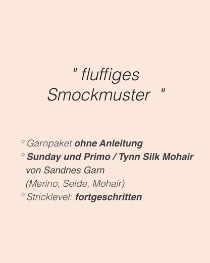 Jenny Blouse | fluffiges Smockmuster aus Sunday und Primo Tynn Silk Mohair von Sandnes Garn