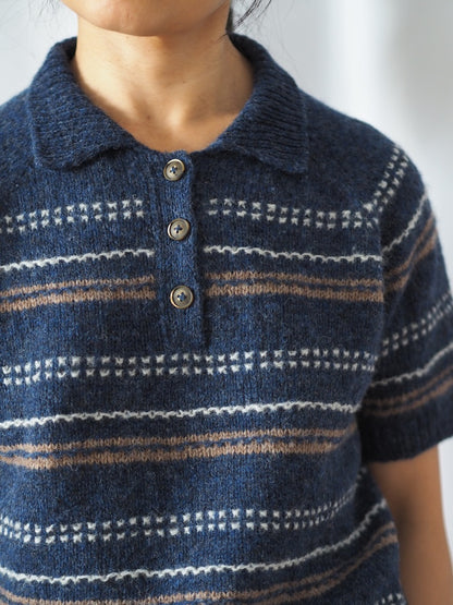 Morse Polo | zarte Strukturstreifen aus Le Petit Lambswool von Biches & Bûches
