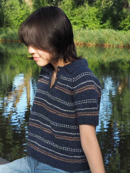 Morse Polo | zarte Strukturstreifen aus Le Petit Lambswool von Biches & Bûches