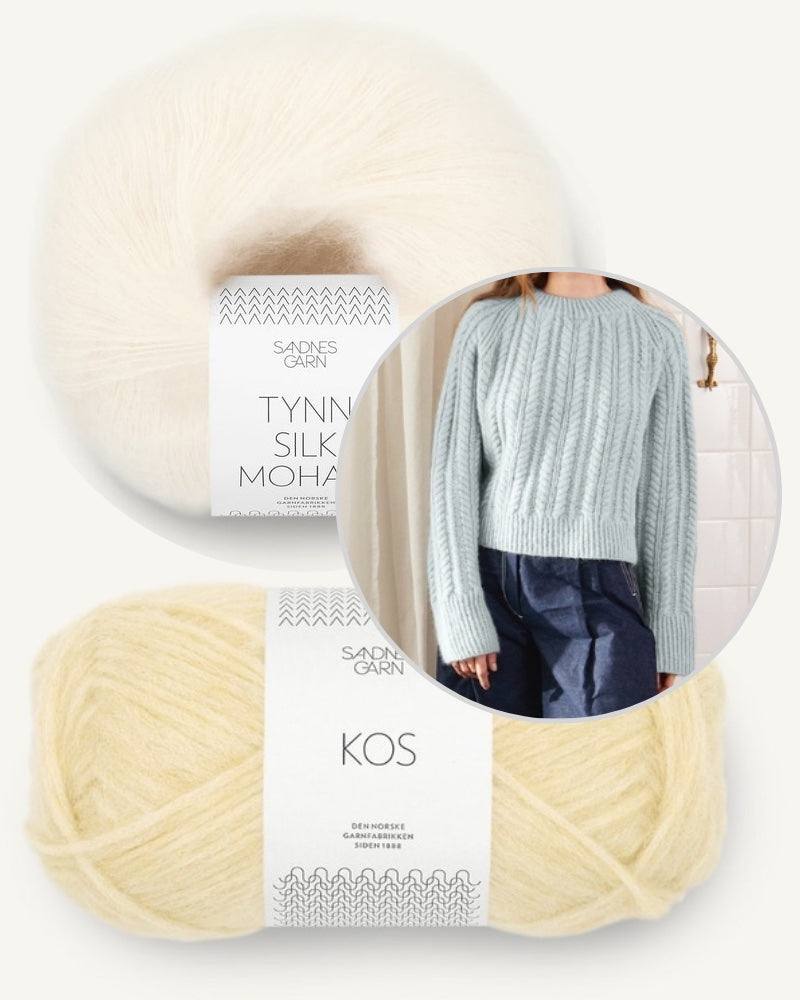 Kaja Sweater aus der Sandnes Kollektion 2403 mit Kos und Tynn Silk Mohair Farbe hellgelb