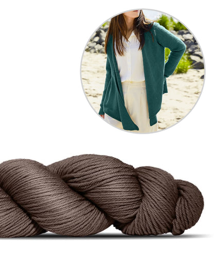 Kanshoku Cardigan | afslappet båret åben i Cheeky Merino Joy fra Rosy Green Wool