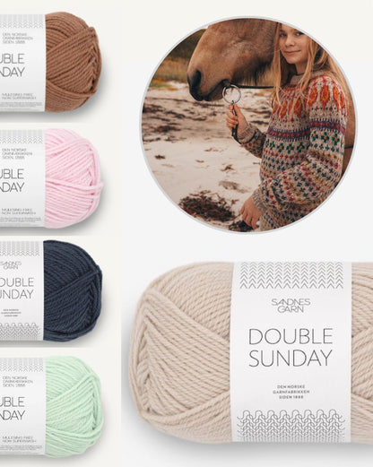 Kathmandu laste pullover | Sandnes Garni Double Sunday lõngast – kudumiskomplekt PDF-juhendiga