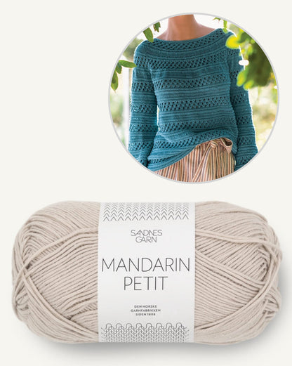Schilfpullover | Strukturmusterstreifen aus Mandarin Petit von Sandnes Garn