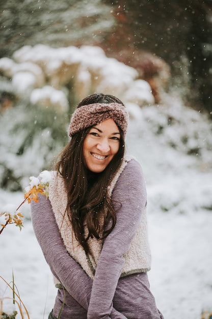 Stirnband Akina | feines Muster aus Merino und Soft Silk Mohair von Knitting for Olive