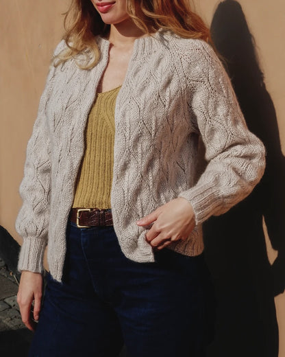 Olive Cardigan | wunderschönes Muster aus Merino und soft Silk Mohair