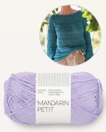 Schilfpullover | Strukturmusterstreifen aus Mandarin Petit von Sandnes Garn