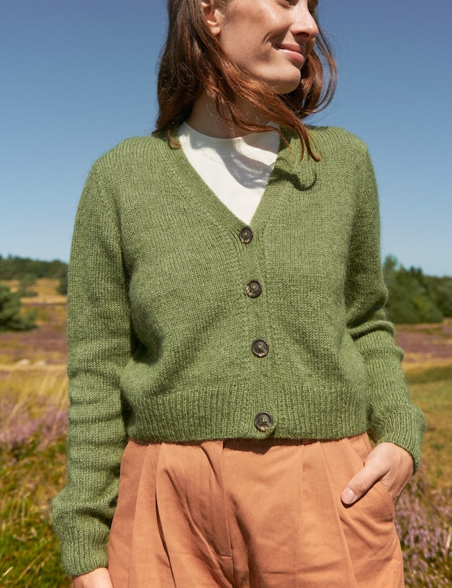 le knit Mouline Cardingan olivengrün