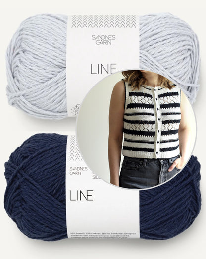 Let's Go Vest | Vest with textured-pattern stripes in Line yarn by Sandnes Garn