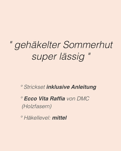 Lucca Hat | sommerlicher Hut gehäkelt aus Ecco Vita Raffia