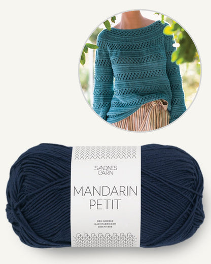 Schilfpullover | Strukturmusterstreifen aus Mandarin Petit von Sandnes Garn
