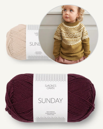 Marius Sweater Baby - zweifarbig | zartes Muster aus Sunday von Sandnes Garn