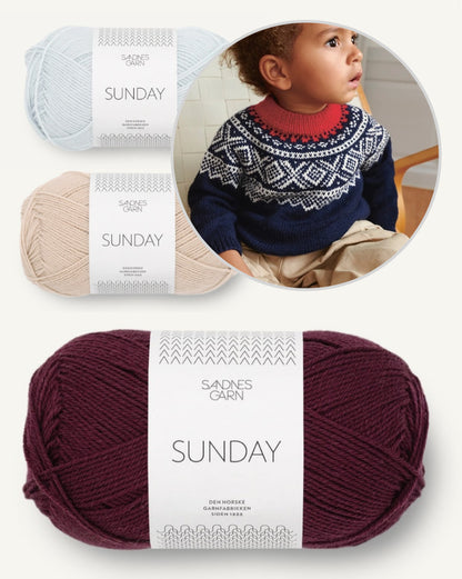 Marius Sweater Baby - dreifarbig | klassisches Norwegermuster aus Sunday von Sandnes Garn