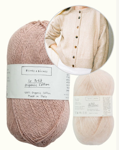 Marlo Cardigan | klassikaline ja siidise langevusega, valmistatud Biches & Bûchesi Le Petit Organic Cottonist ja Le Petit Silk & Mohair’st