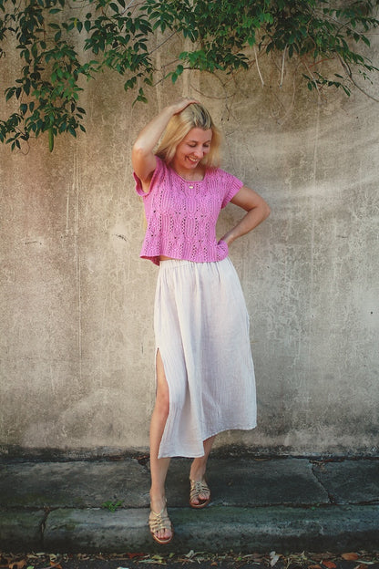 Woollahra Tee | Shirt with a beautiful pattern made from Mandarin Petit by Sandnes Garn 