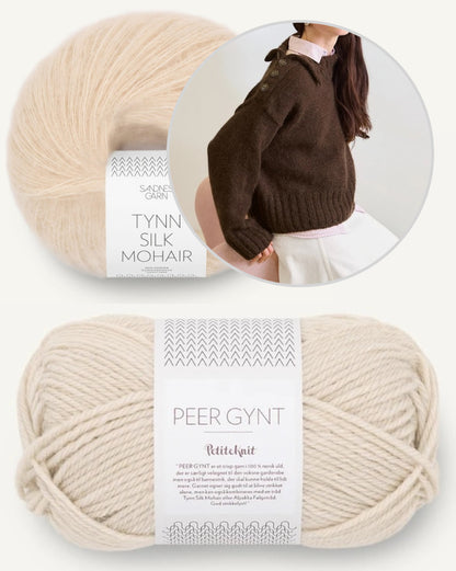 Mina Sweater - Peer Gynt | lässig mit großem Kragen aus Peer Gynt und Tynn Silk Mohair von Sandnes Garn