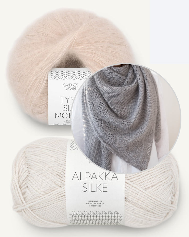 Misty Woodlands Shawl von Suviknits mit Alpakka Silke und Tynn Silk Mohair von Sandnes Garn 6