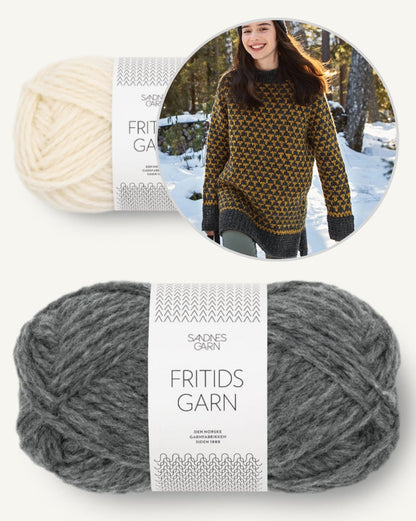 Mogen Sweater | grafisches Muster aus Fritidsgarn von Sandnes Garn