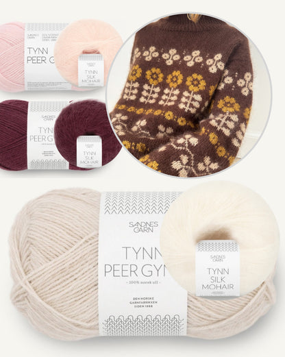 Mona Sweater | Flowerpower i Tynn Peer Gynt og Tynn Silk Mohair fra Sandnes Garn