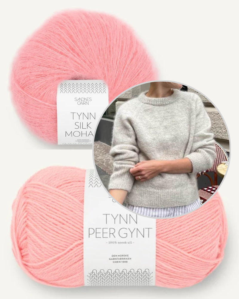 Petiteknit, Monday Sweater mit Tynn Peer Gynt und Tynn Silk Mohair von Sandnes Garn bossom