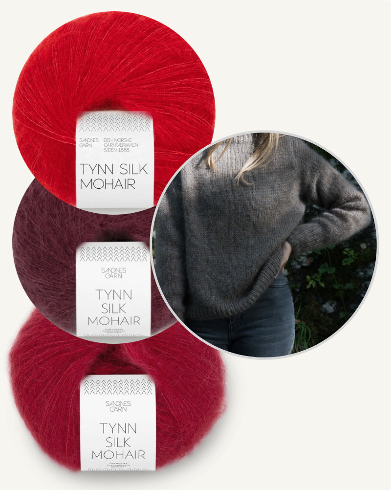 Moss Haven Sweater vin Woodlandsknits mit drei Fäden Tynn Silk Mohair von Sandnes Garn 12