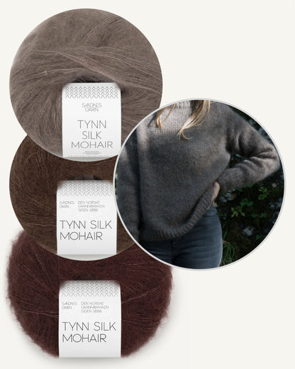 Moss Haven Sweater vin Woodlandsknits mit drei Fäden Tynn Silk Mohair von Sandnes Garn 9