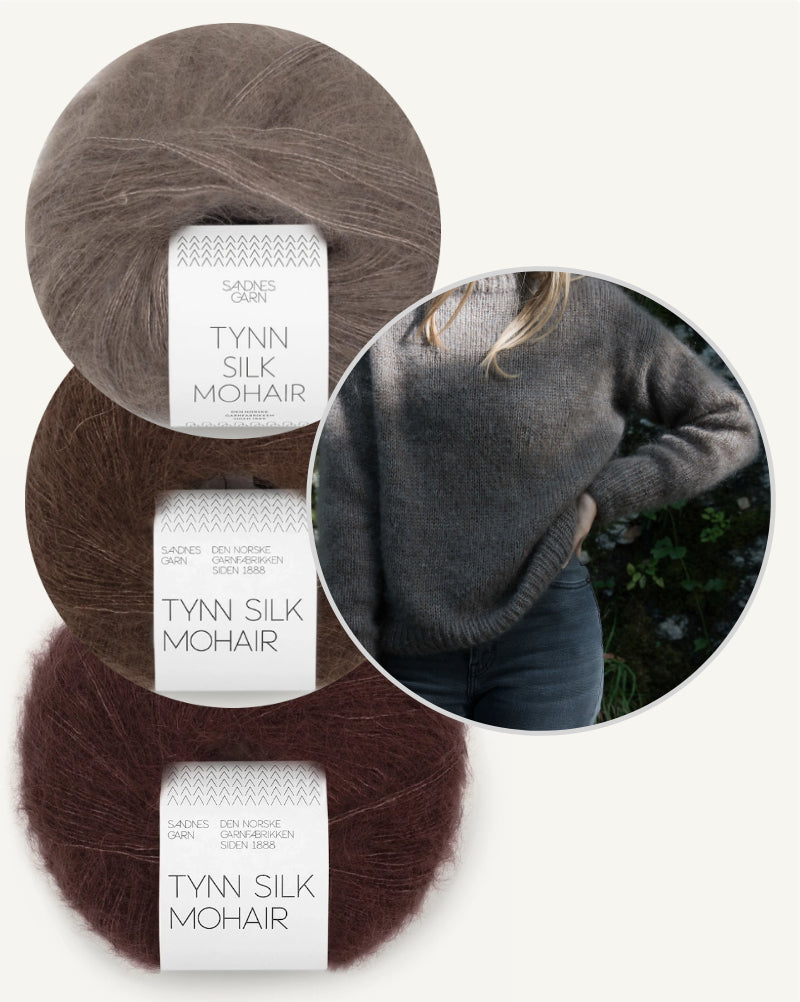 Moss Haven Sweater vin Woodlandsknits mit drei Fäden Tynn Silk Mohair von Sandnes Garn 9