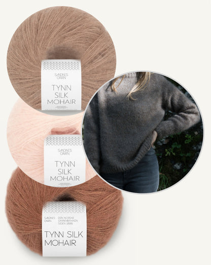 Moss Haven Sweater vin Woodlandsknits mit drei Fäden Tynn Silk Mohair von Sandnes Garn 10
