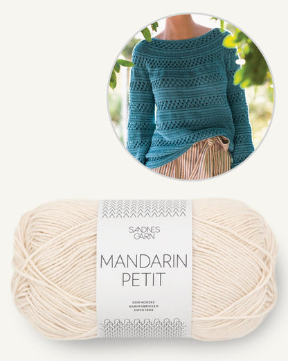 Schilfpullover | Strukturmusterstreifen aus Mandarin Petit von Sandnes Garn