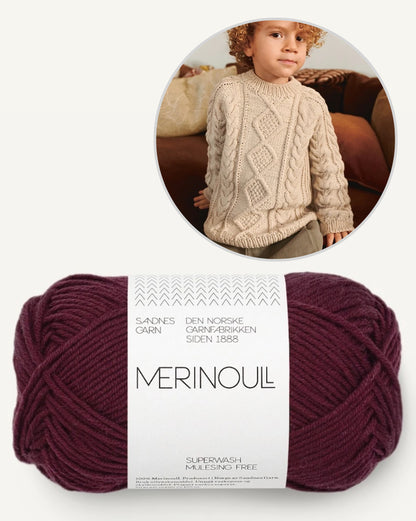 Nilo Sweater Kids - Merinoull | weiches Zopfmuster aus Merinoull von Sandnes Garn