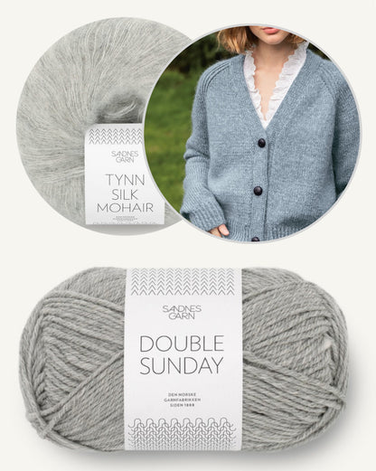 Noomi Jacket Double Sunday | classic cardigan made from Double Sunday and Tynn Silk Mohair by Sandnes Garn