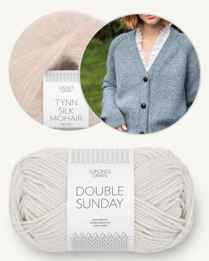 Noomi Jacket Double Sunday | classic cardigan made from Double Sunday and Tynn Silk Mohair by Sandnes Garn