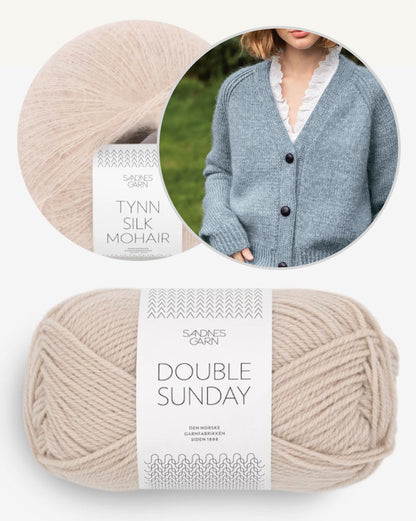 Noomi Jacket Double Sunday | classic cardigan made from Double Sunday and Tynn Silk Mohair by Sandnes Garn