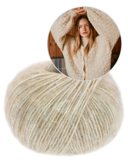 Nordic Bubble Cardigan | fluffig leicht aus Natural Alpaca Pelo von Lana Grossa