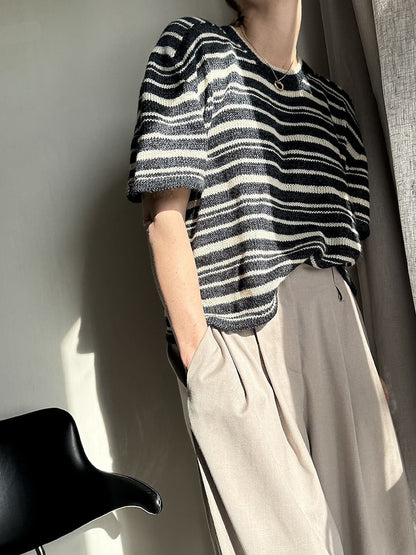 Direction Loop Tee | oversize Streifen aus Wild & Soft und Cashmere Lace von Gepard Garn