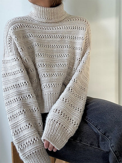 Lacey Loop Rollneck | feine Strukturstreifen aus Heavy Merino von Knitting for Olive
