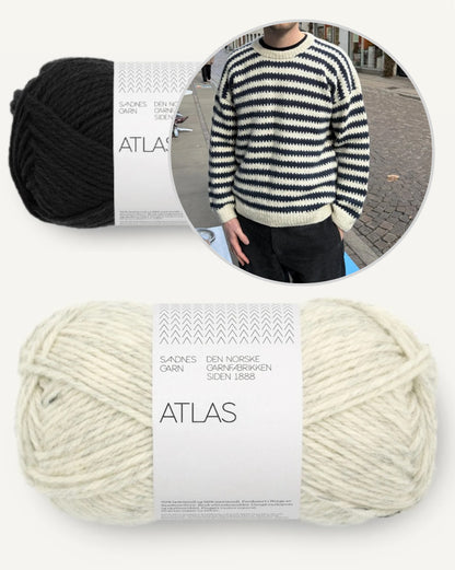 Otto Sweater Man | kontrastreiche Streifen aus Atlas von Sandnes Garn