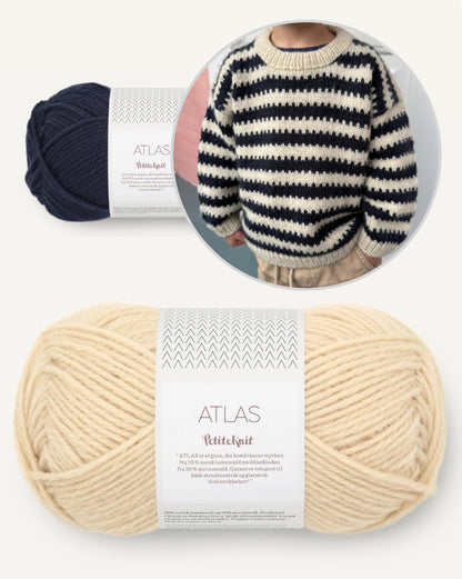 Otto Sweater Kids | kontrastreiche Streifen mit Atlas von Sandnes Garn