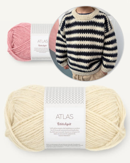 Otto Sweater Kids | kontrastreiche Streifen mit Atlas von Sandnes Garn