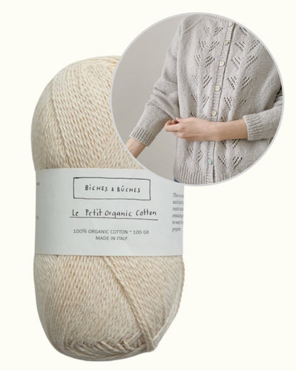 Peony Cardigan | sart mønster i Le Petit Organic Cotton fra Biches & Bûches