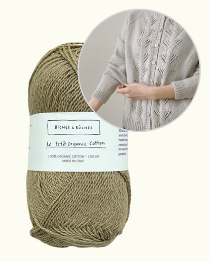 Peony Cardigan | sart mønster i Le Petit Organic Cotton fra Biches & Bûches