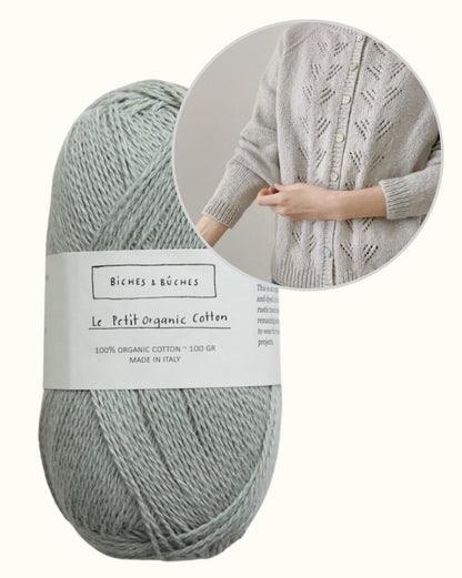 Peony Cardigan | sart mønster i Le Petit Organic Cotton fra Biches & Bûches