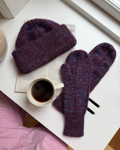 Ensemble Yoko | magnifique bonnet avec des moufles assorties en laine d’alpaga et fil d’alpaga de Sandnes Garn